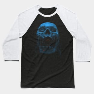 Robot Cyborg Skull Sci-Fi T shirt - Blue Baseball T-Shirt